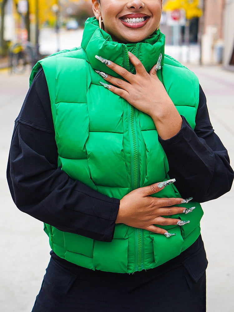 Braid Puffer Vest Green / L