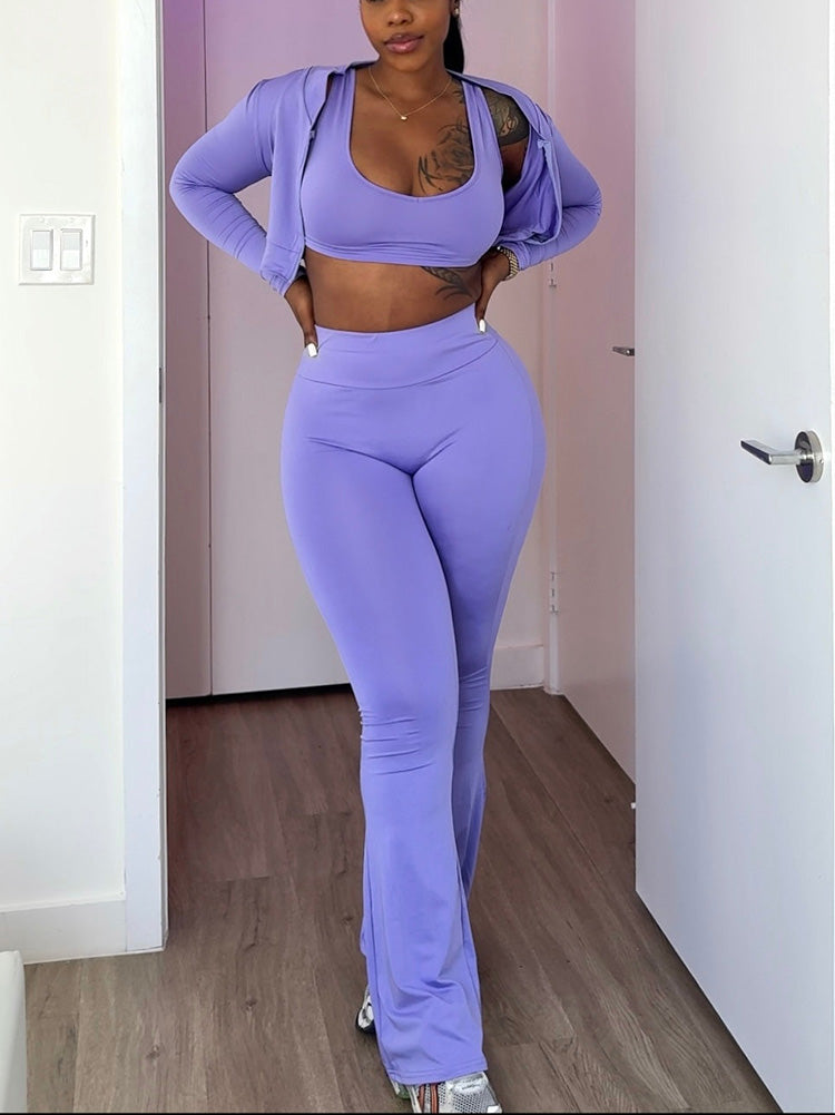 Vibrant 3 Piece Sweatsuits Purple / L