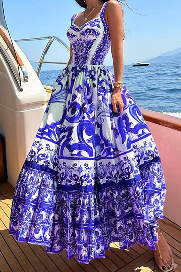 Bohemia V Neck Printed Cami Dress Rose · 3XL
