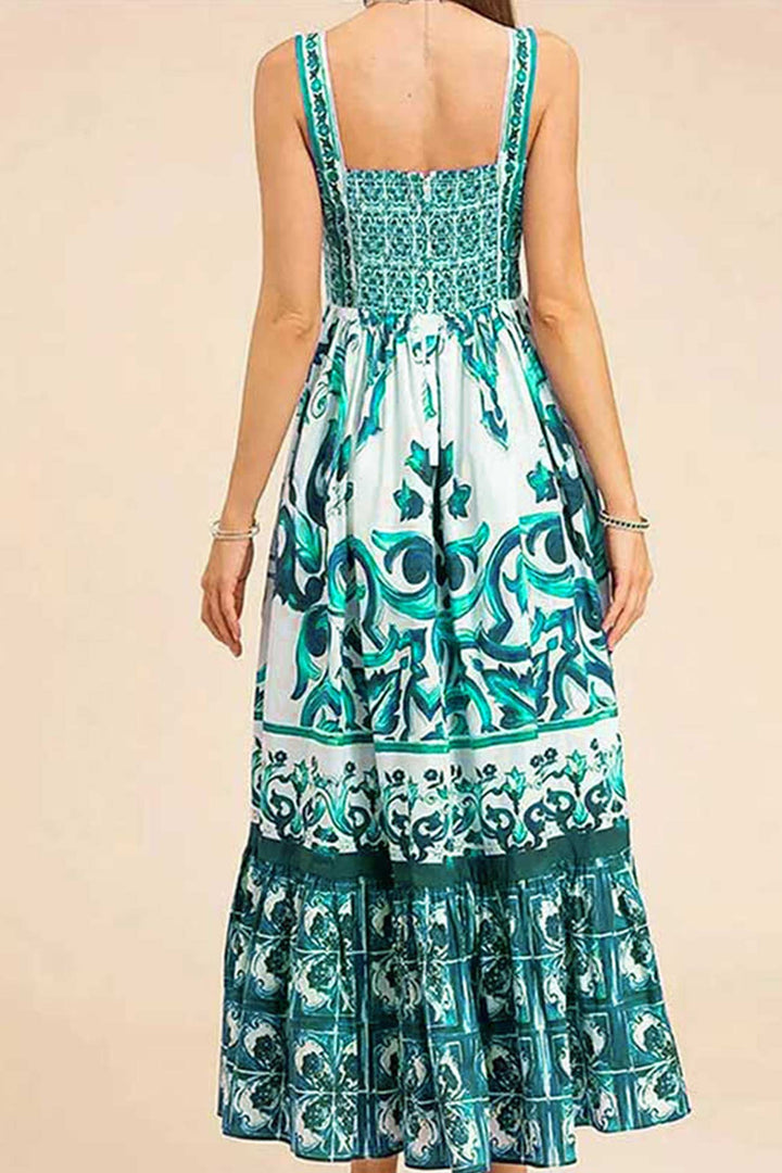 Bohemia V Neck Printed Cami Dress Purple · L