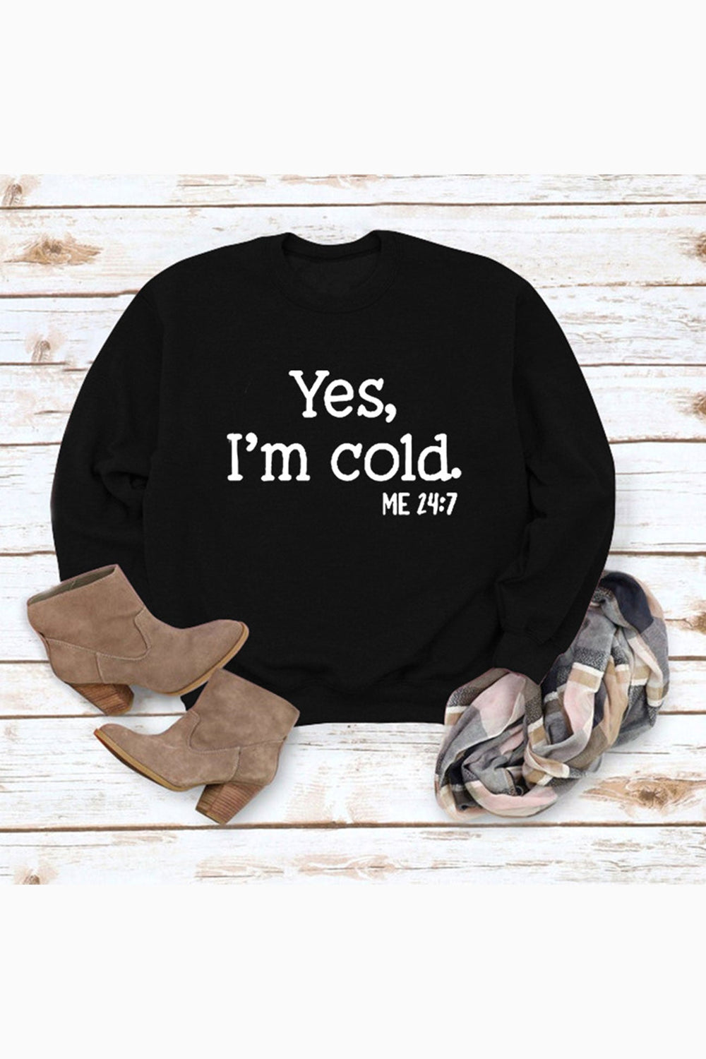 I'm Cold Letter Printed Sweatshirt Off White · M