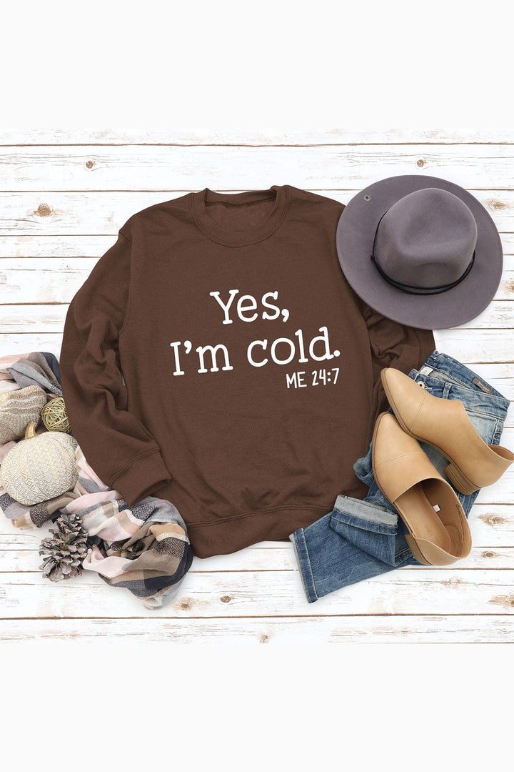 I'm Cold Letter Printed Sweatshirt Off White · XL