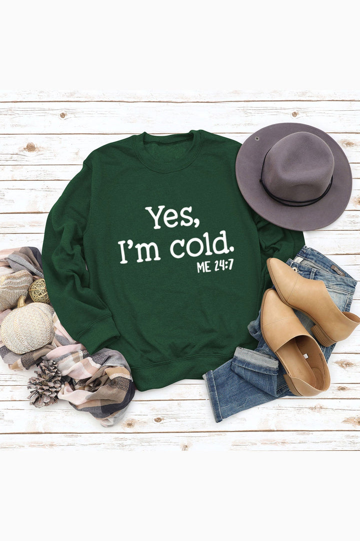 I'm Cold Letter Printed Sweatshirt Off White · 2XL