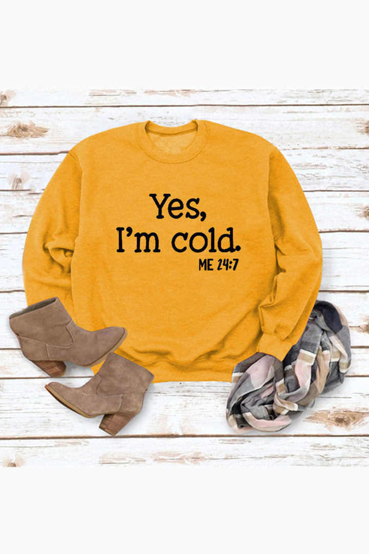 I'm Cold Letter Printed Sweatshirt Black · XL