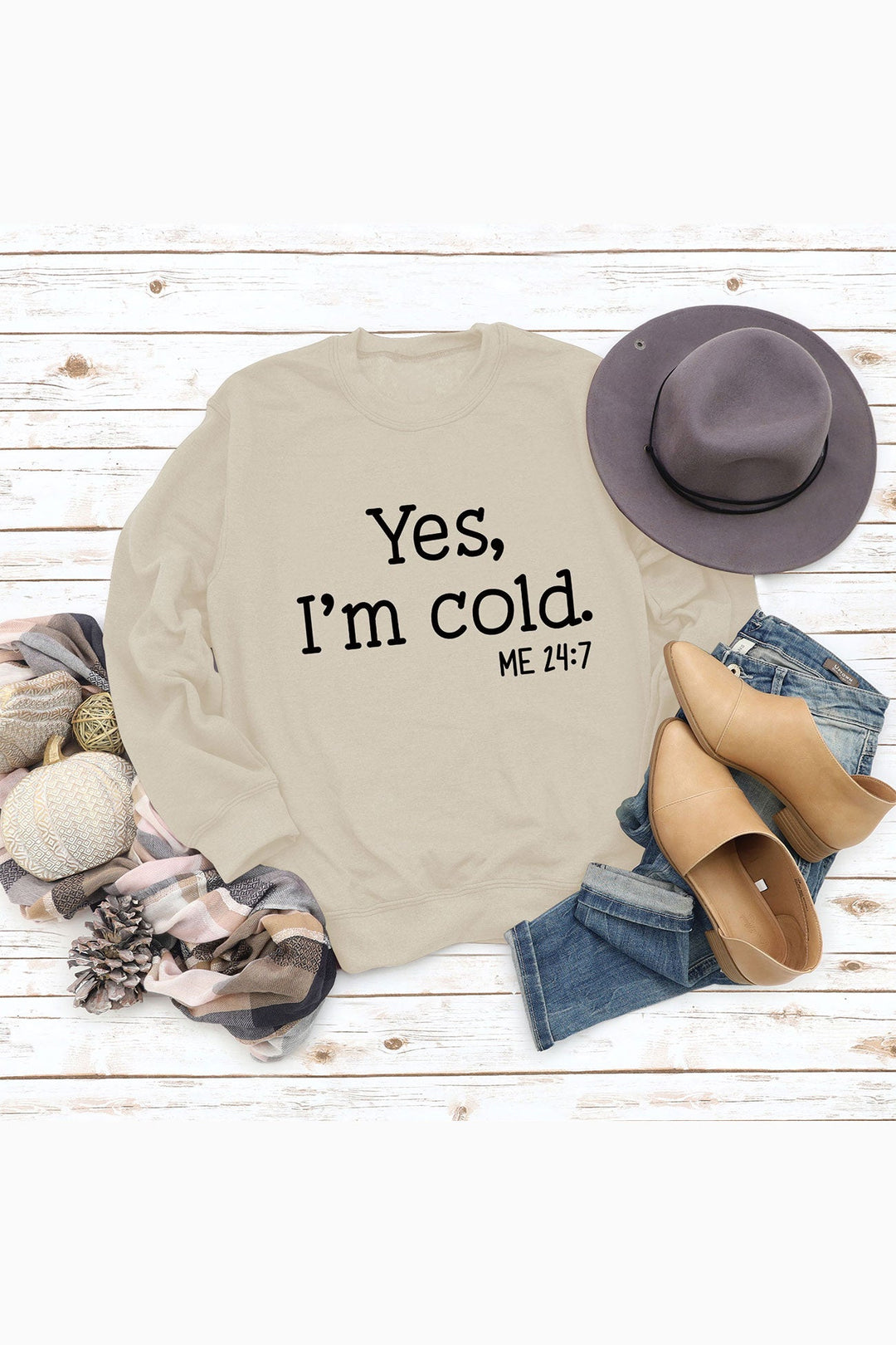 I'm Cold Letter Printed Sweatshirt Off White · S