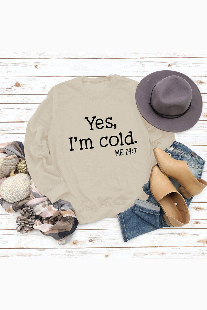 I'm Cold Letter Printed Sweatshirt Off White · S