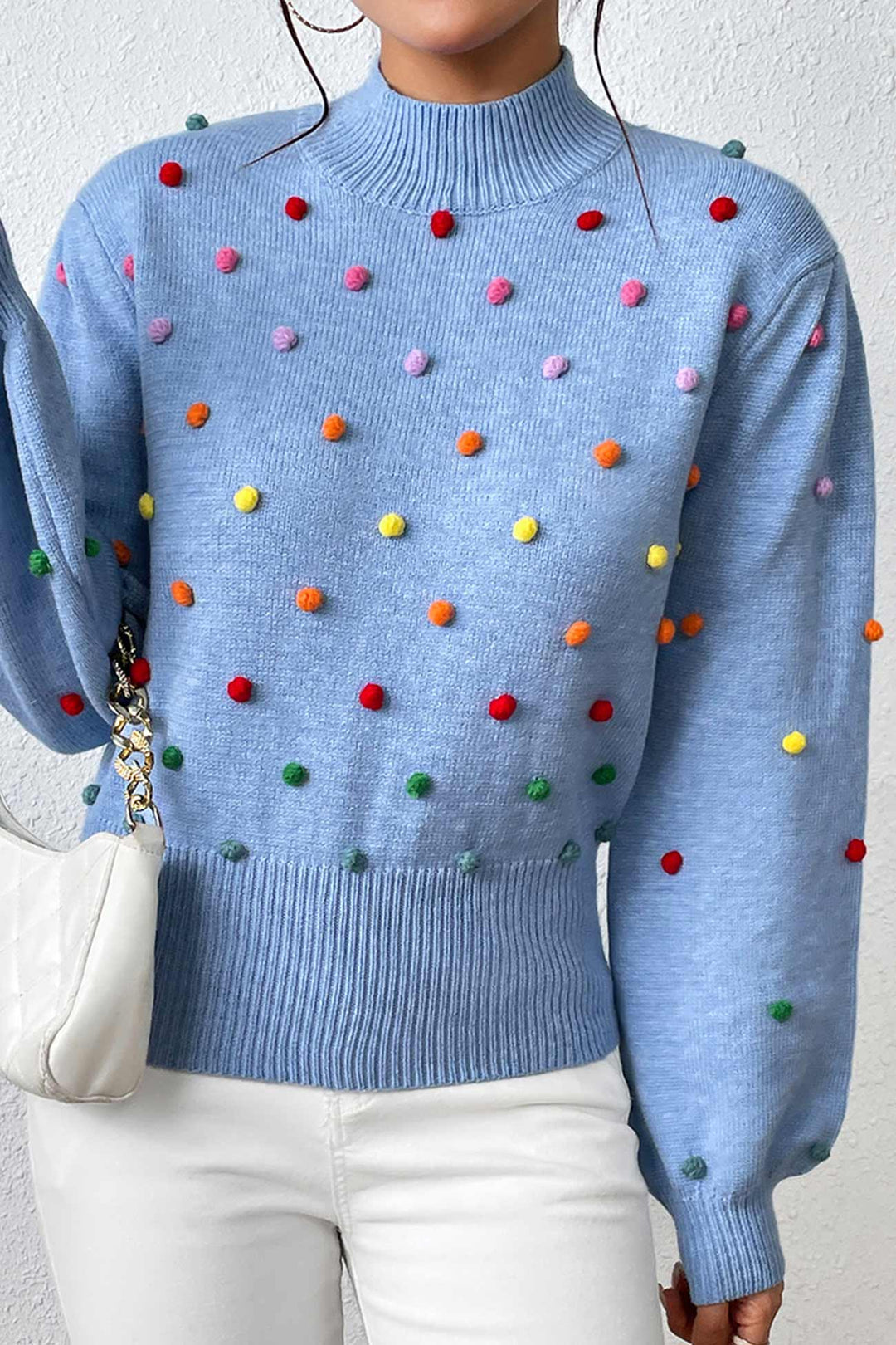 Colorful Yarn Ball Pullover Sweater Beige · XL