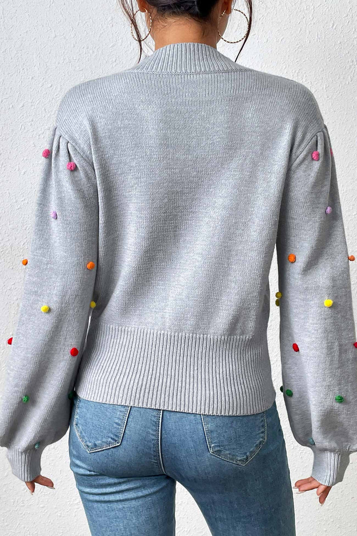 Colorful Yarn Ball Pullover Sweater Grey · L