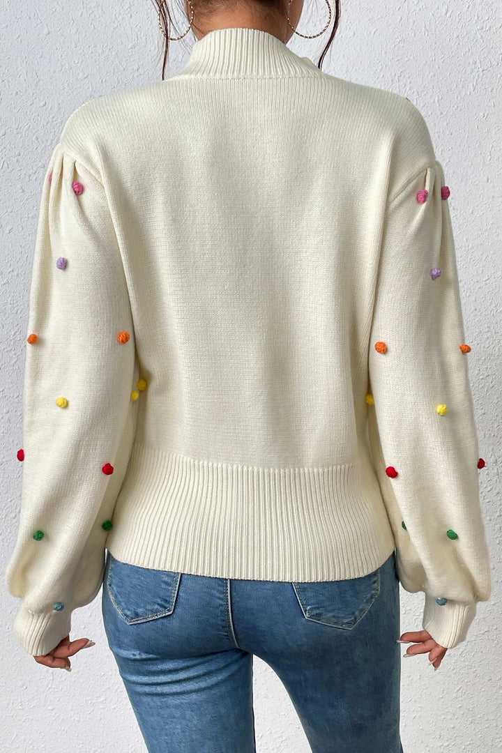 Colorful Yarn Ball Pullover Sweater Beige · L