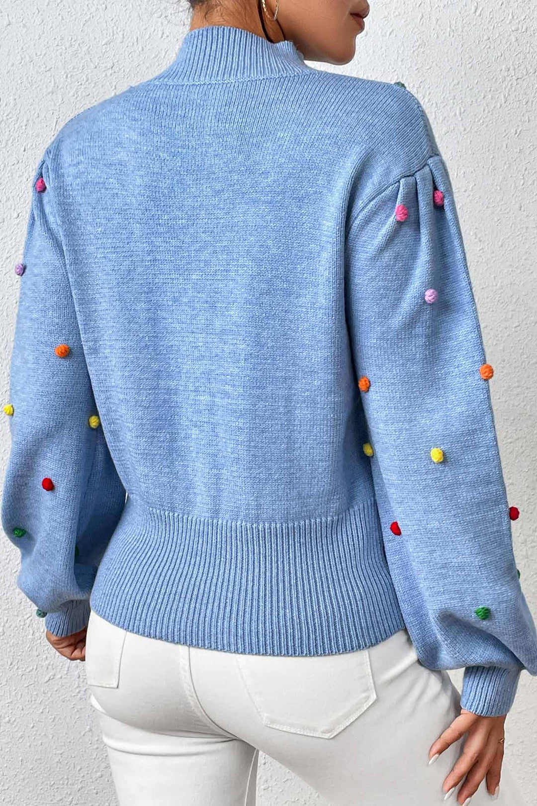 Colorful Yarn Ball Pullover Sweater Blue · L