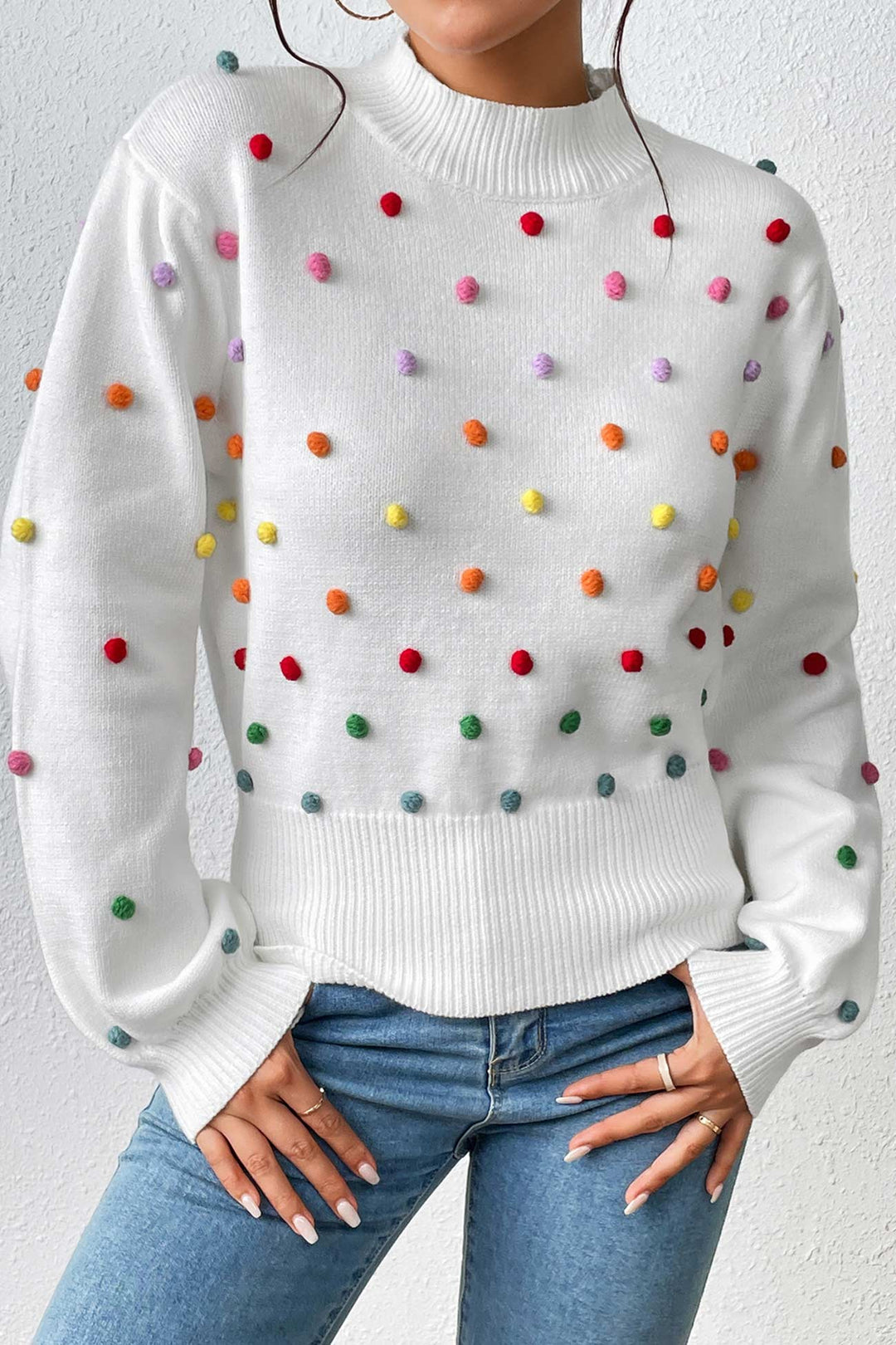 Colorful Yarn Ball Pullover Sweater Blue · XL
