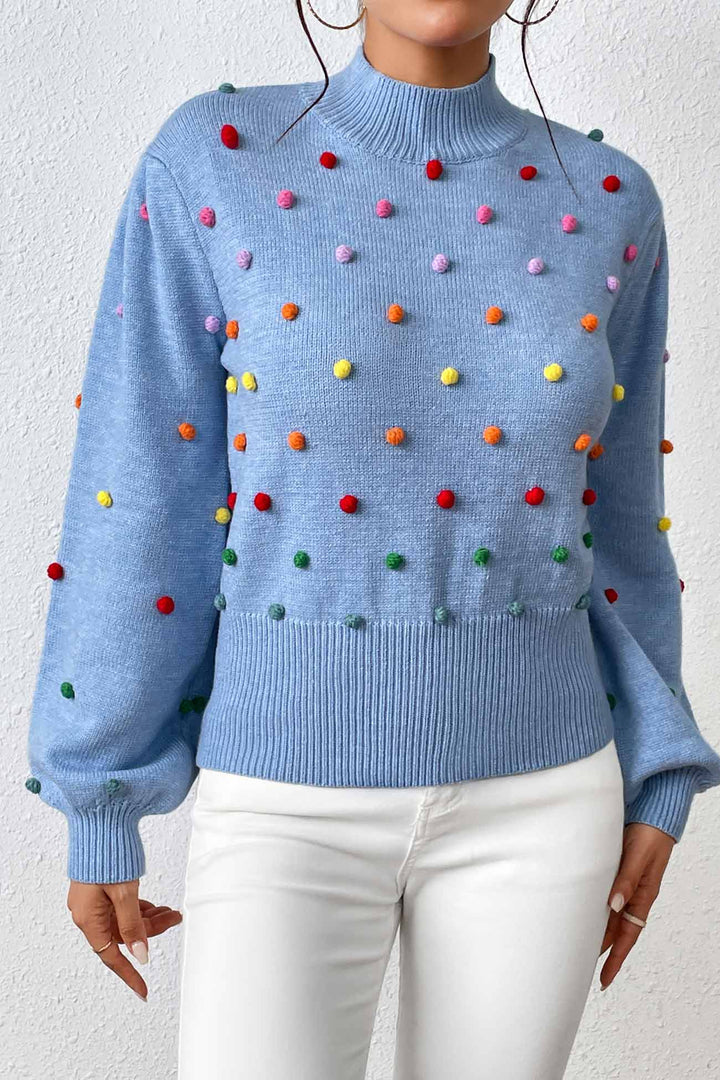 Colorful Yarn Ball Pullover Sweater Blue · S