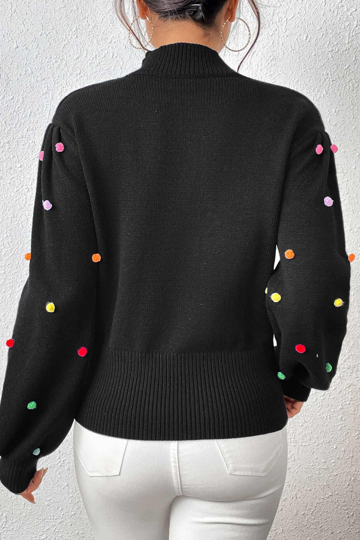 Colorful Yarn Ball Pullover Sweater Black · L