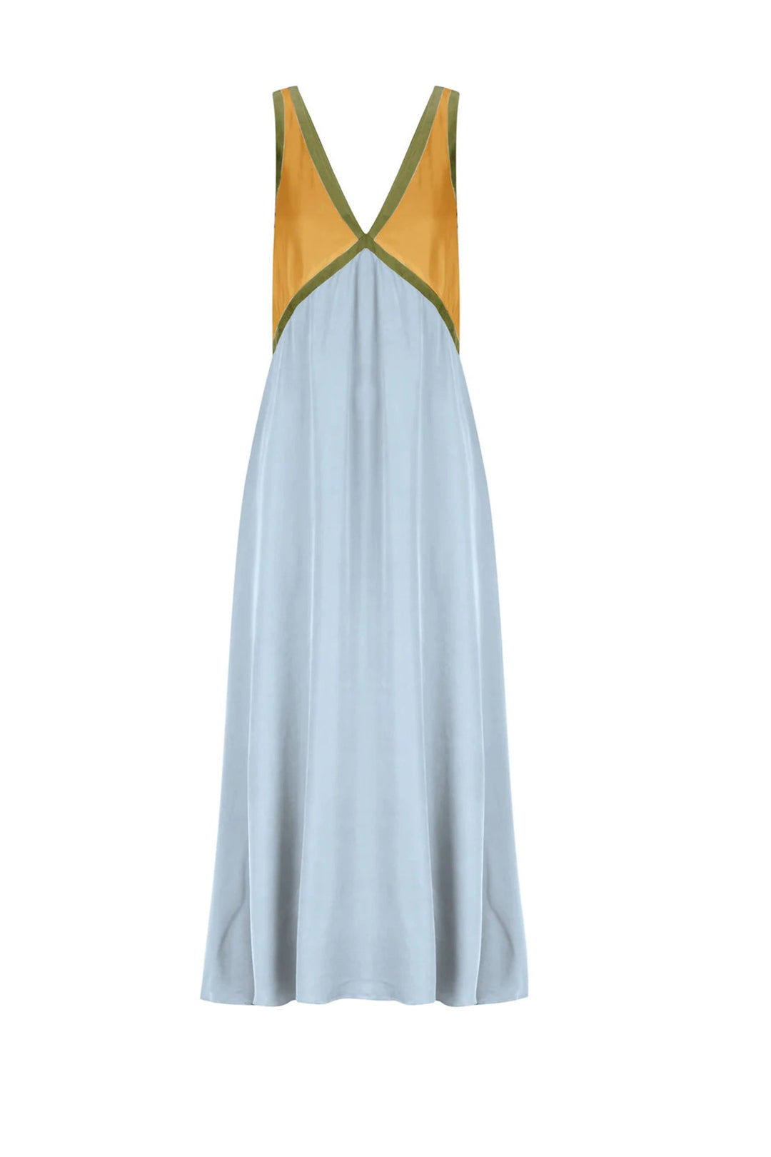 Contrast V Neck Sleeveless Maxi Dress Yellow · XL