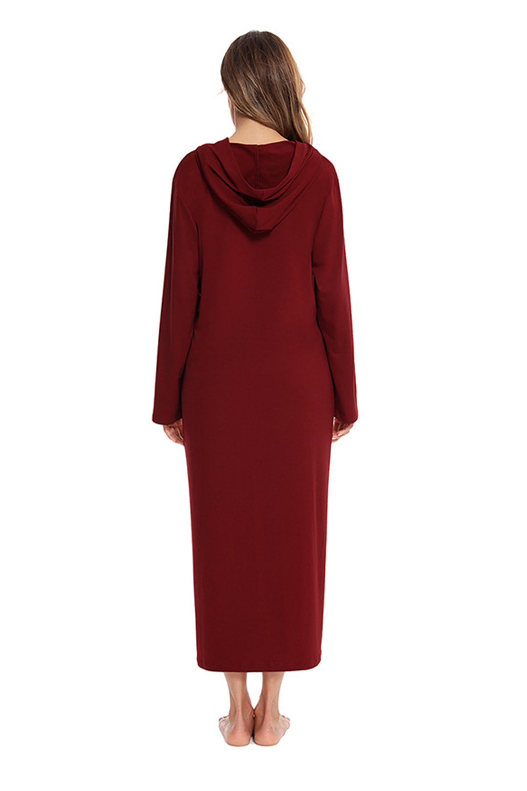 Cotton Long Sleeve Zip-up Hooded Cardigan Dark Grey · M