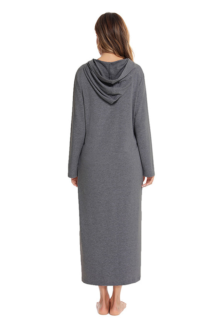 Cotton Long Sleeve Zip-up Hooded Cardigan Navy Blue · S