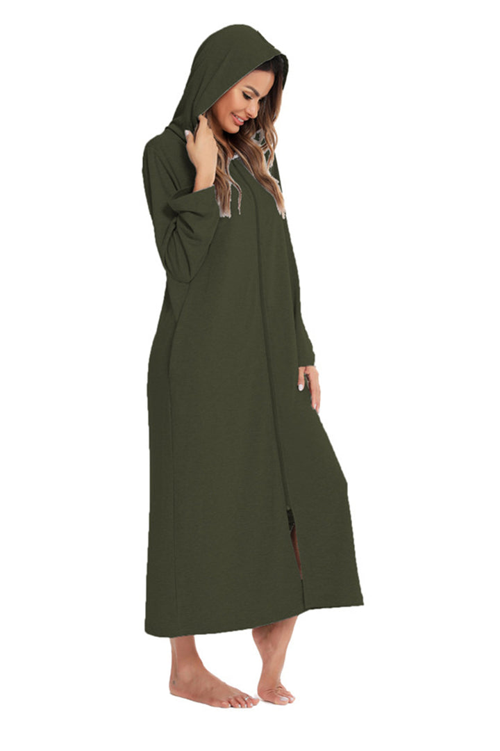 Cotton Long Sleeve Zip-up Hooded Cardigan Navy Blue · 2XL