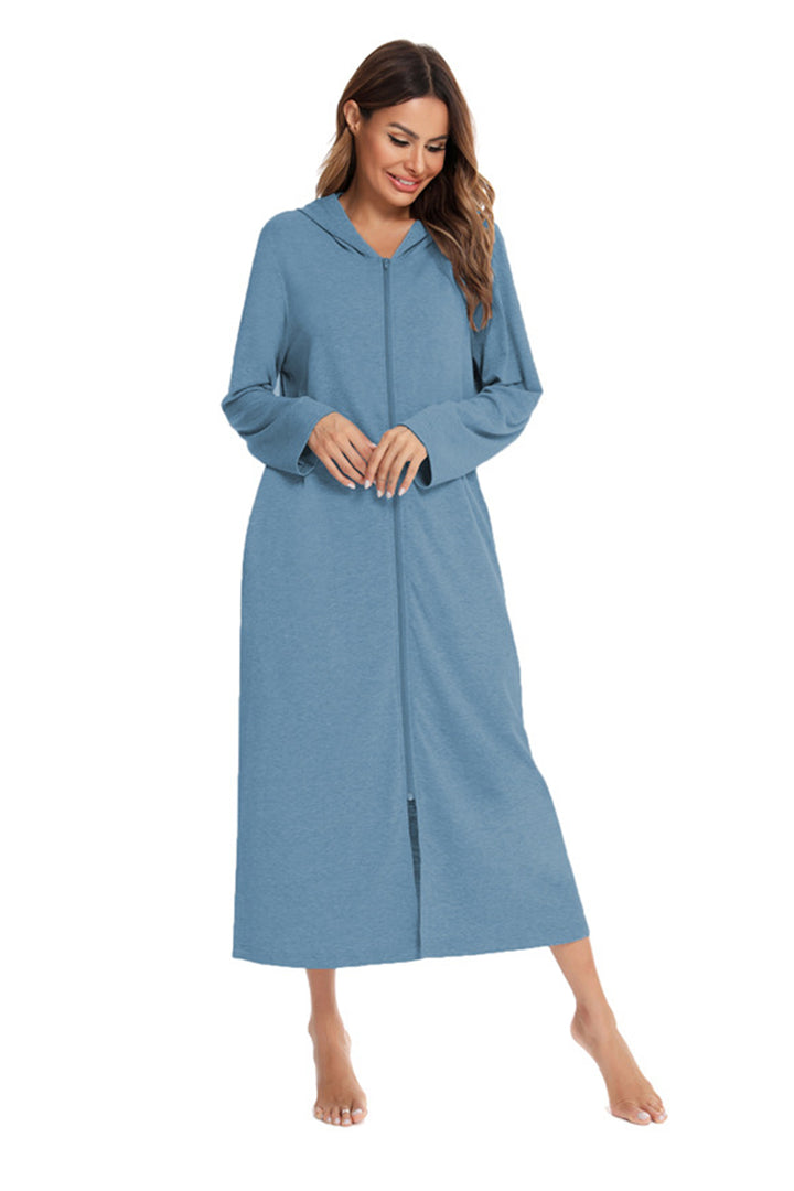 Cotton Long Sleeve Zip-up Hooded Cardigan Olive Green · XL