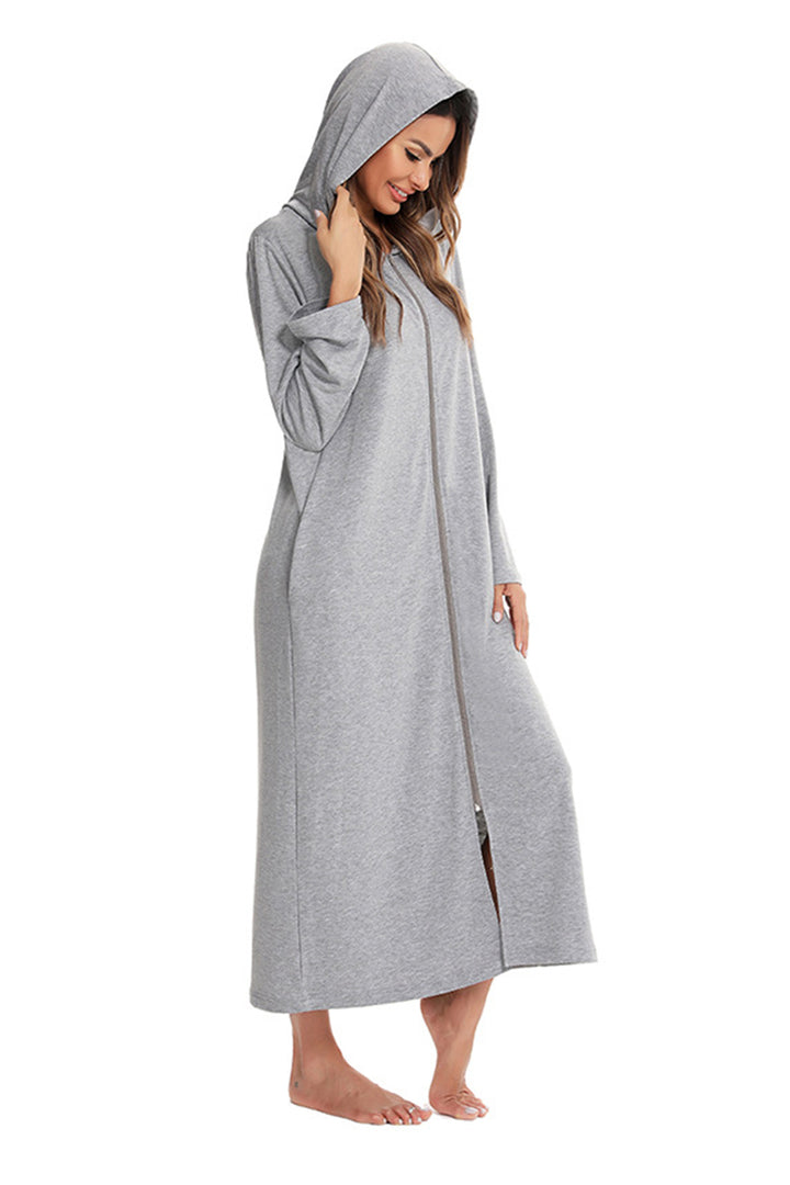 Cotton Long Sleeve Zip-up Hooded Cardigan