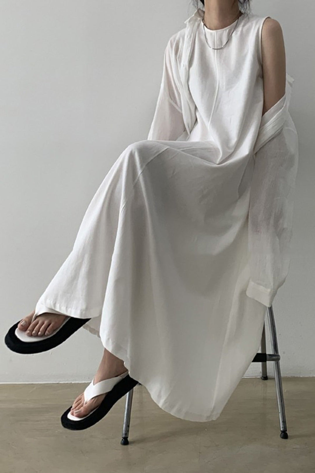 Cotton Loose Pocketed Tank Dress