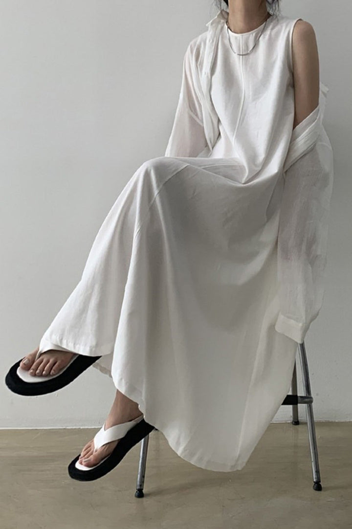 Cotton Loose Pocketed Tank Dress
