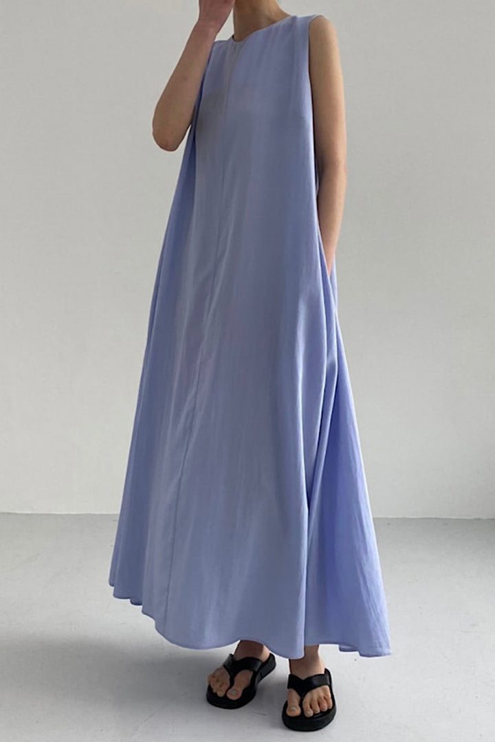 Cotton Loose Pocketed Tank Dress White · One Size