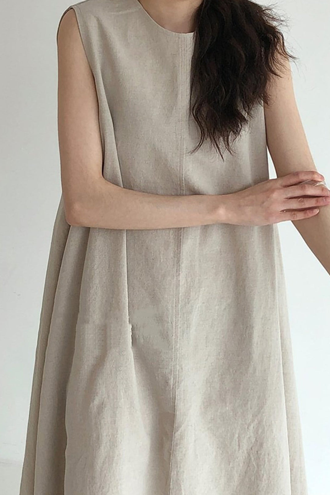 Cotton Loose Pocketed Tank Dress