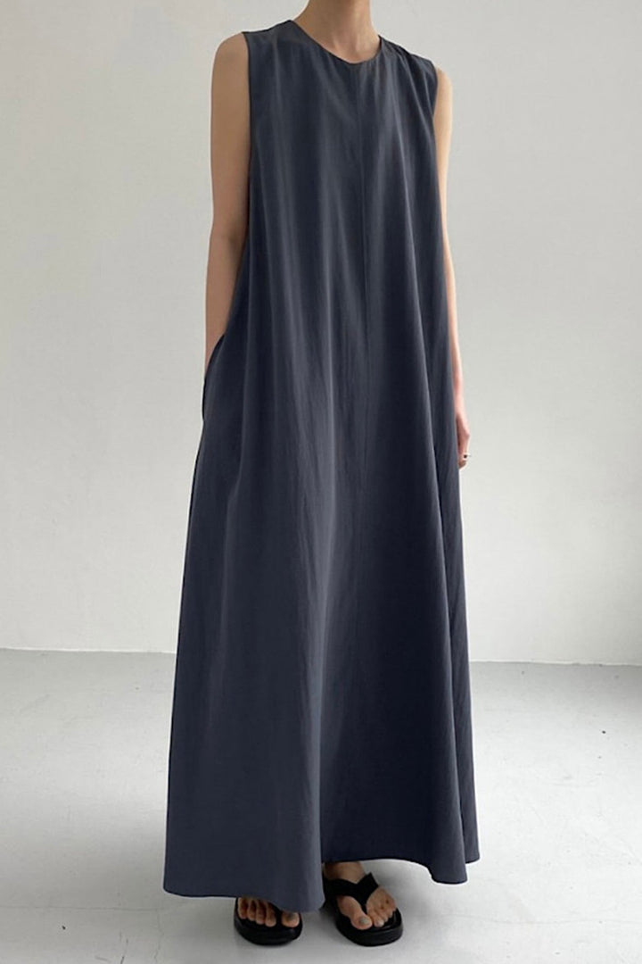 Cotton Loose Pocketed Tank Dress