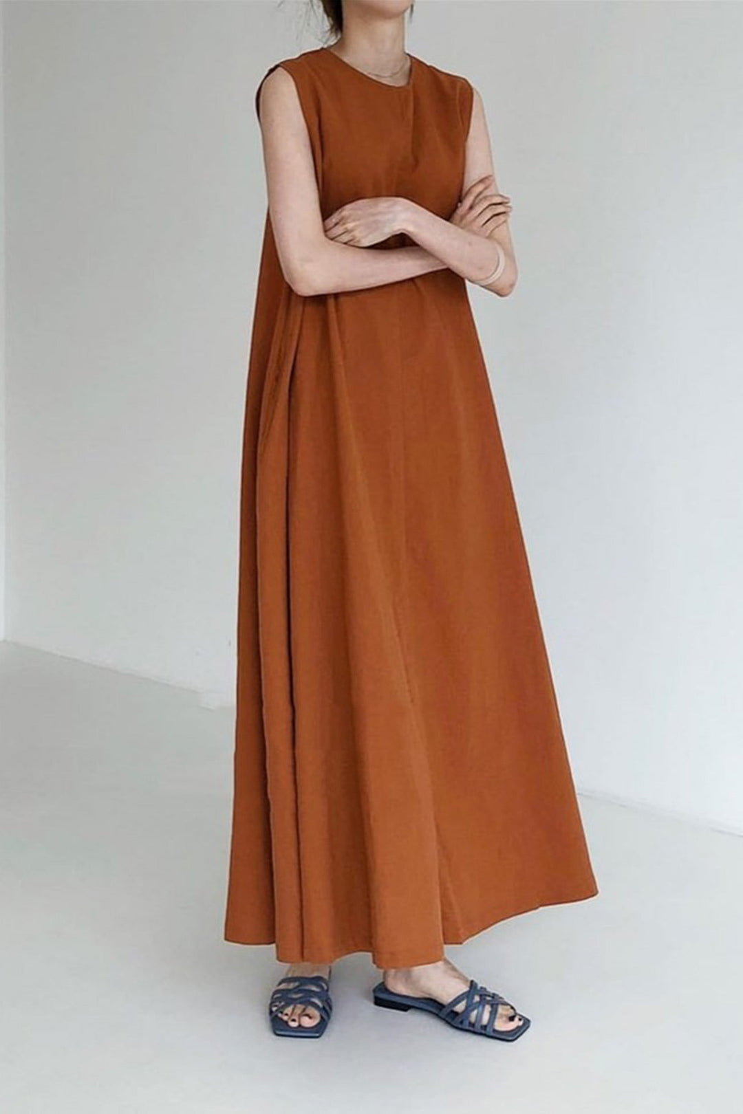 Cotton Loose Pocketed Tank Dress