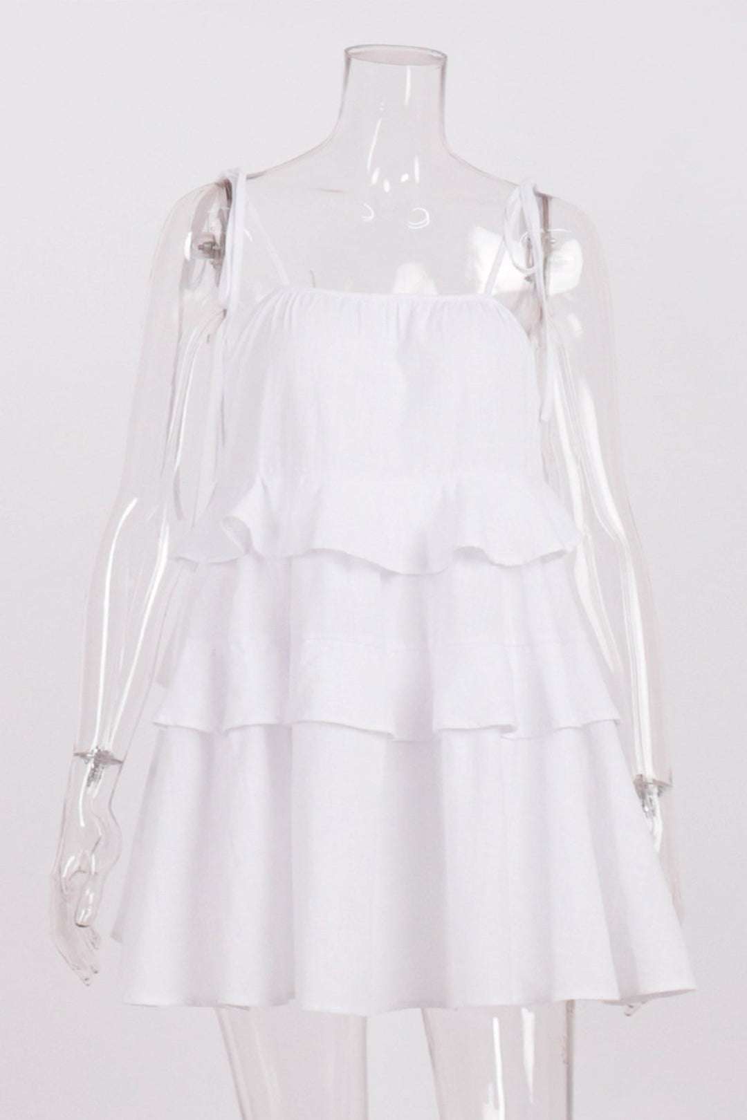 Cotton Tie-straps Tiered Cami Babydoll Dress Pink · L