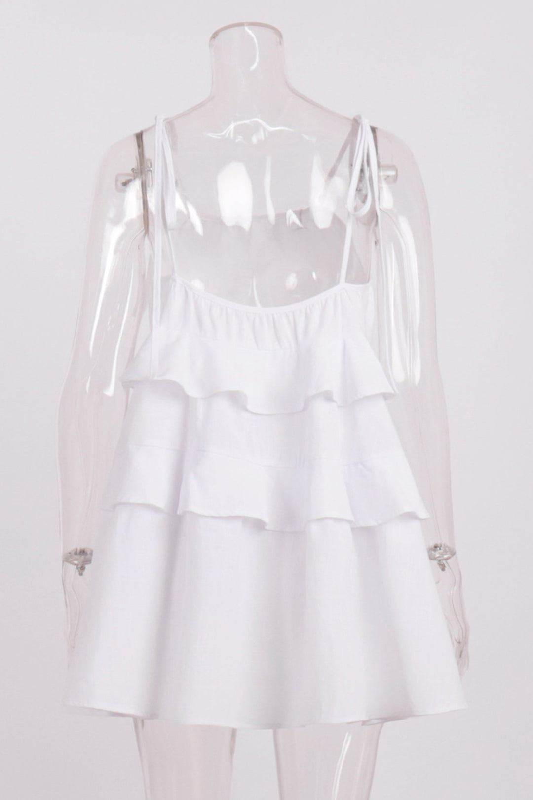 Cotton Tie-straps Tiered Cami Babydoll Dress Blue · S