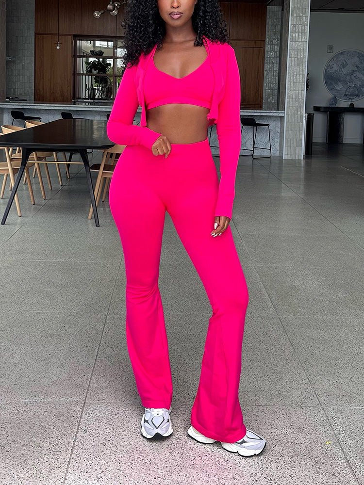 Vibrant 3 Piece Sweatsuits Pink / M