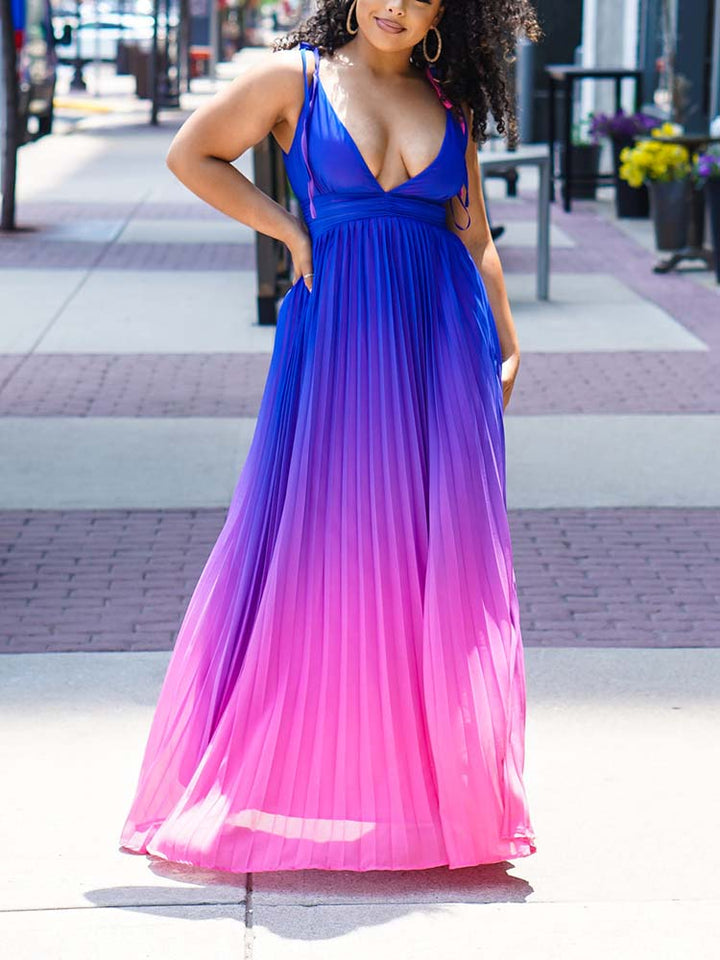 Ombre Pleated Dress Orange / S