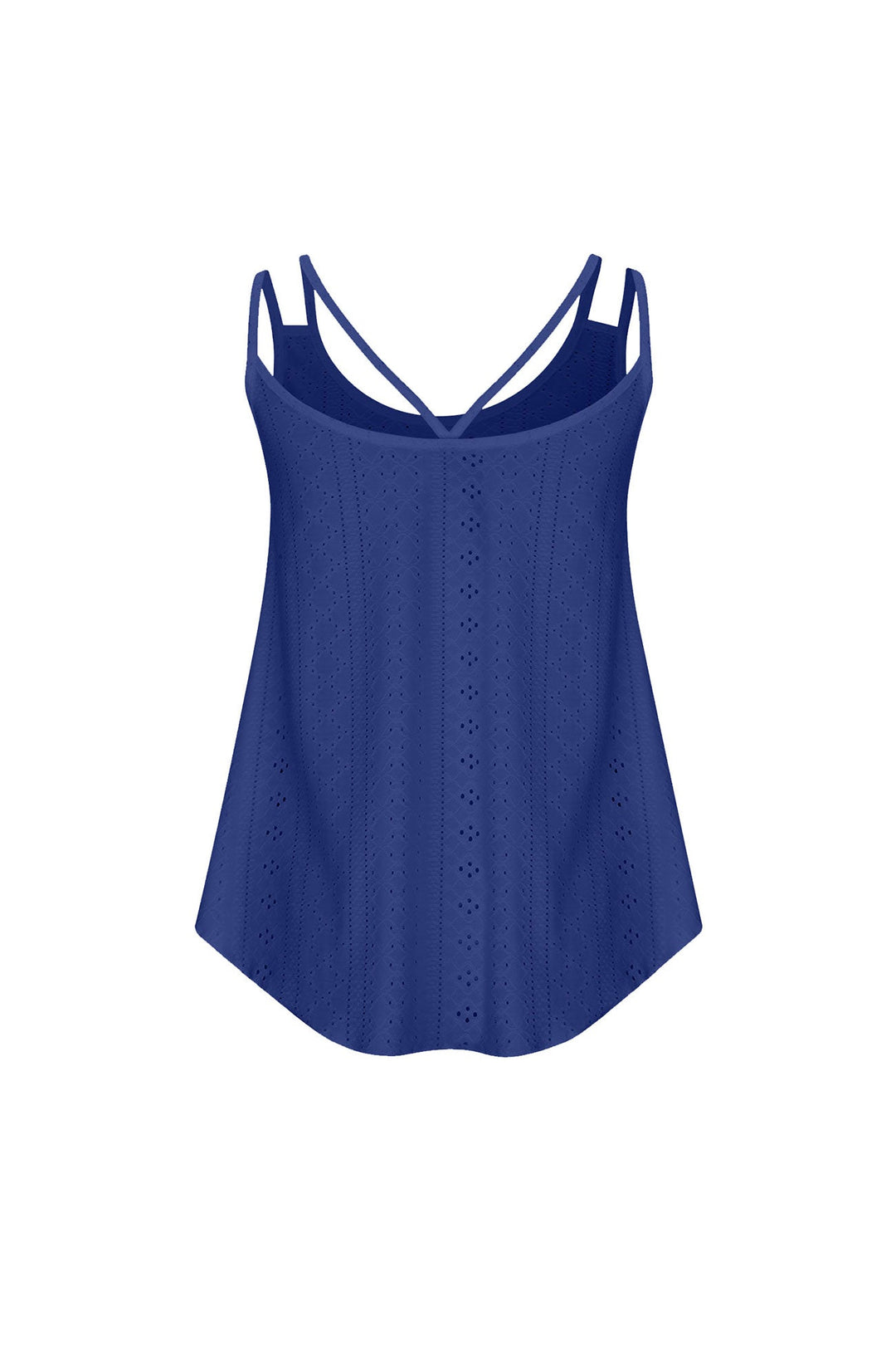 Eyelet Strappy Scoop-Neck Tank Top Light Blue · XL