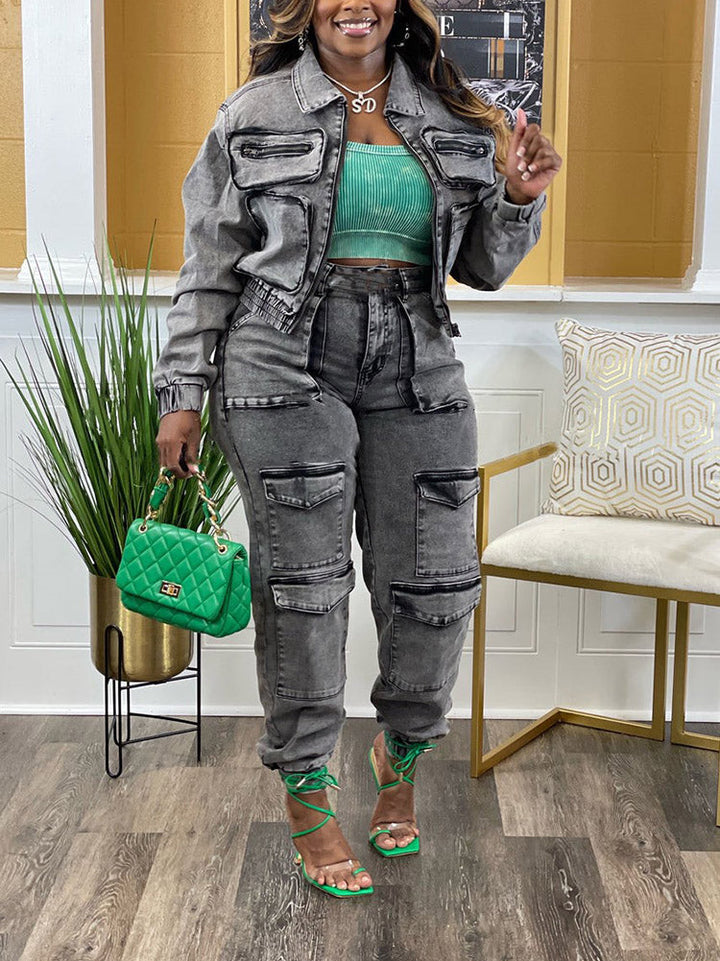 Cargo Denim Set Gray / L