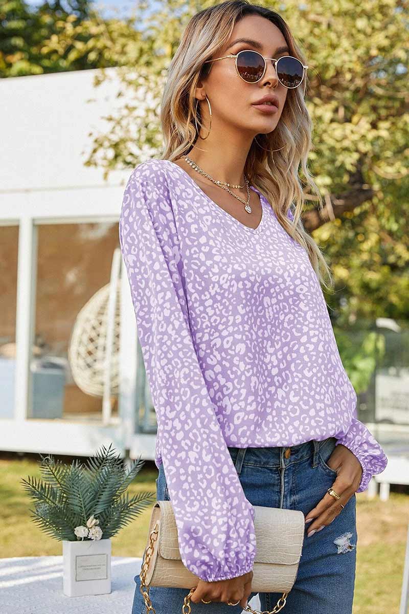 Floral Print Gathered Cuffs Shirt White · L