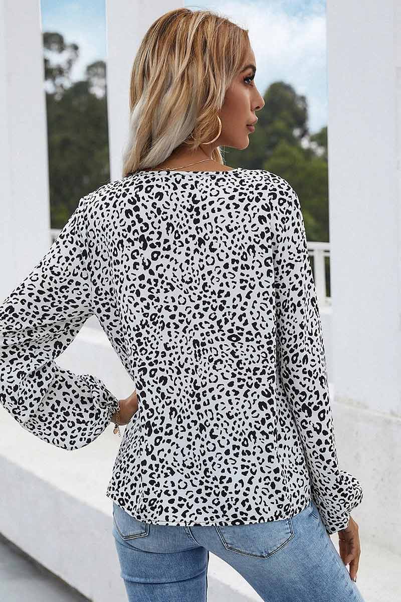 Floral Print Gathered Cuffs Shirt White · S