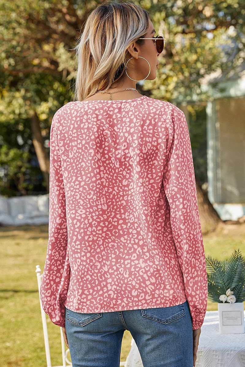 Floral Print Gathered Cuffs Shirt Pink · M