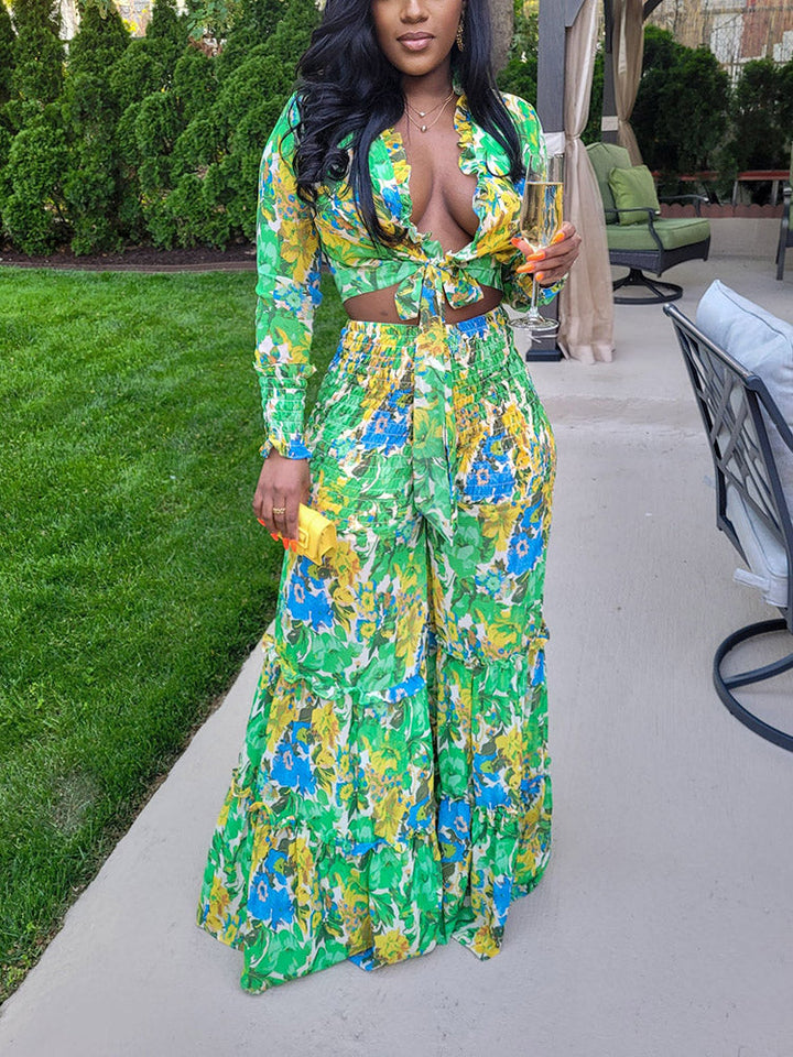 Floral Print Set Green / L
