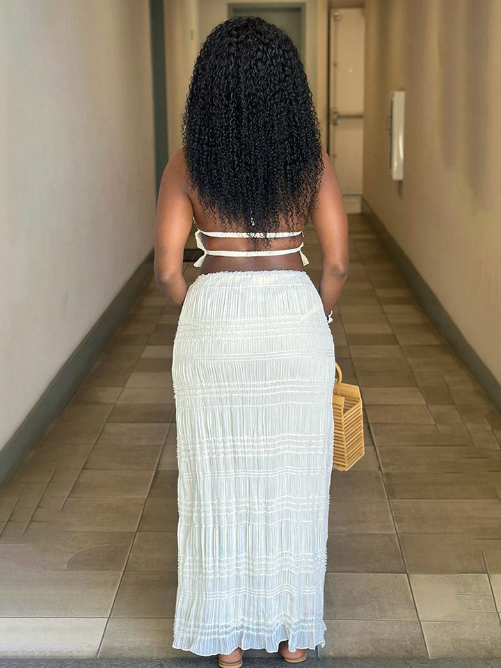 Chiffon Ruffle Skirt Set Beige* / XL