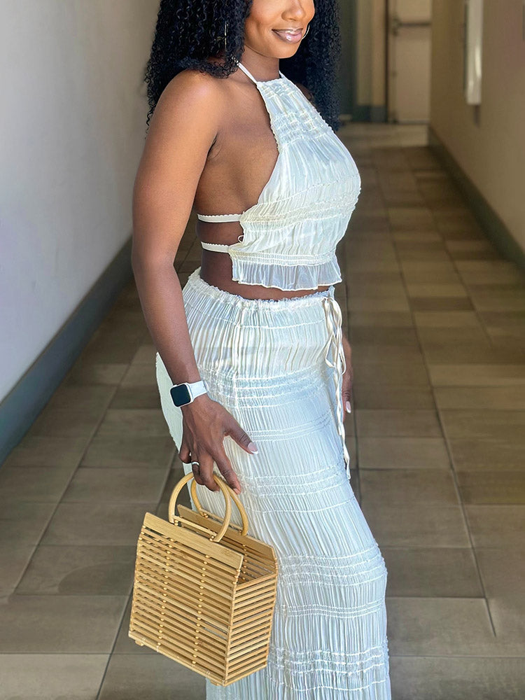 Chiffon Ruffle Skirt Set Beige* / M