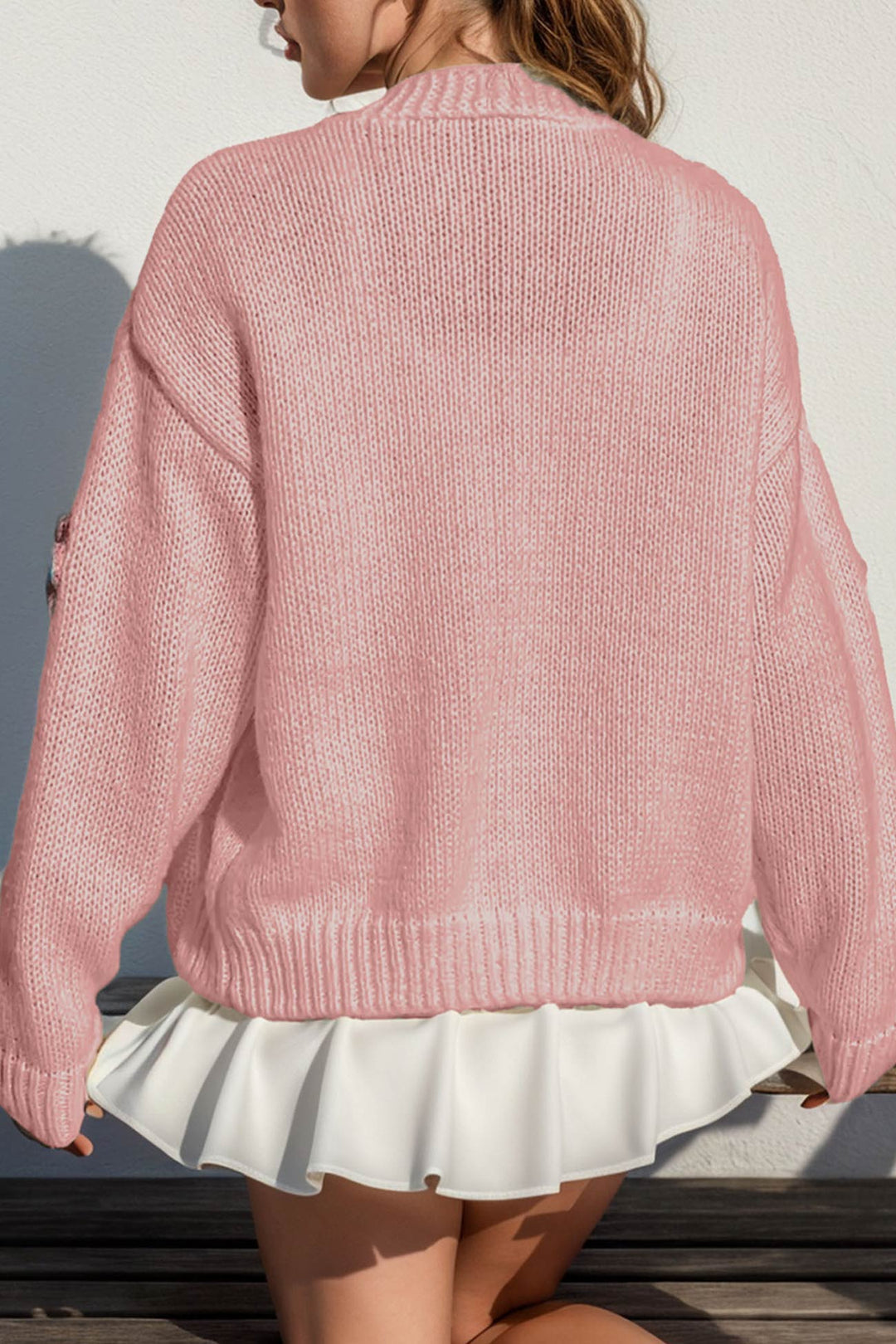 Floral Crochet Button-deon Cardigan Green · S