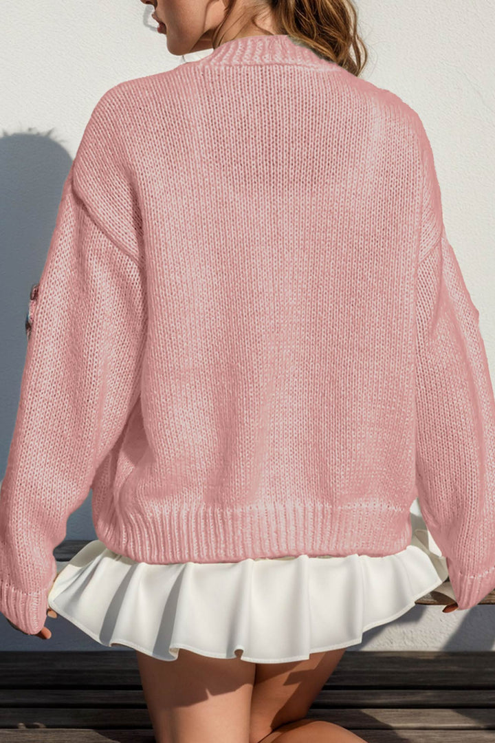 Floral Crochet Button-deon Cardigan Green · S