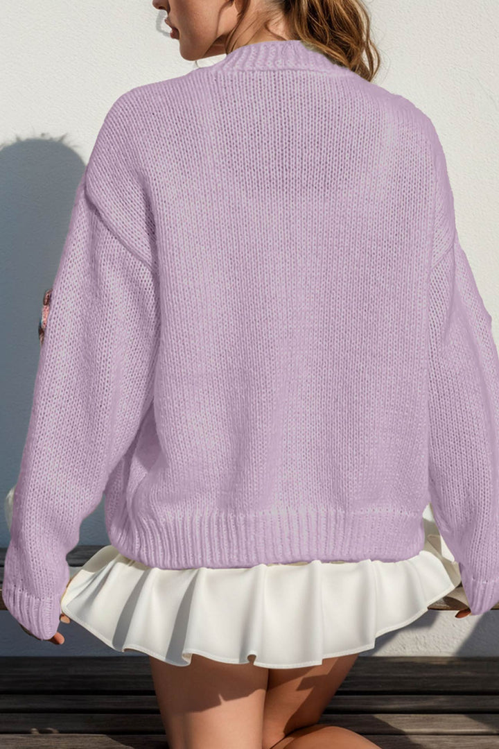 Floral Crochet Button-deon Cardigan Rose · XL