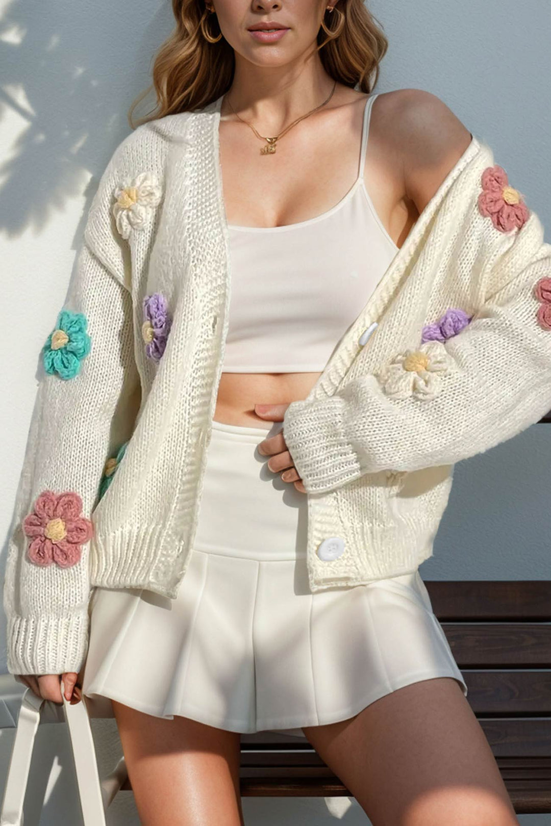 Floral Crochet Button-deon Cardigan