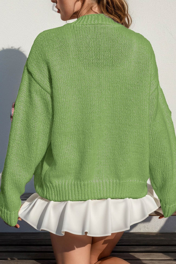 Floral Crochet Button-deon Cardigan Purple · L