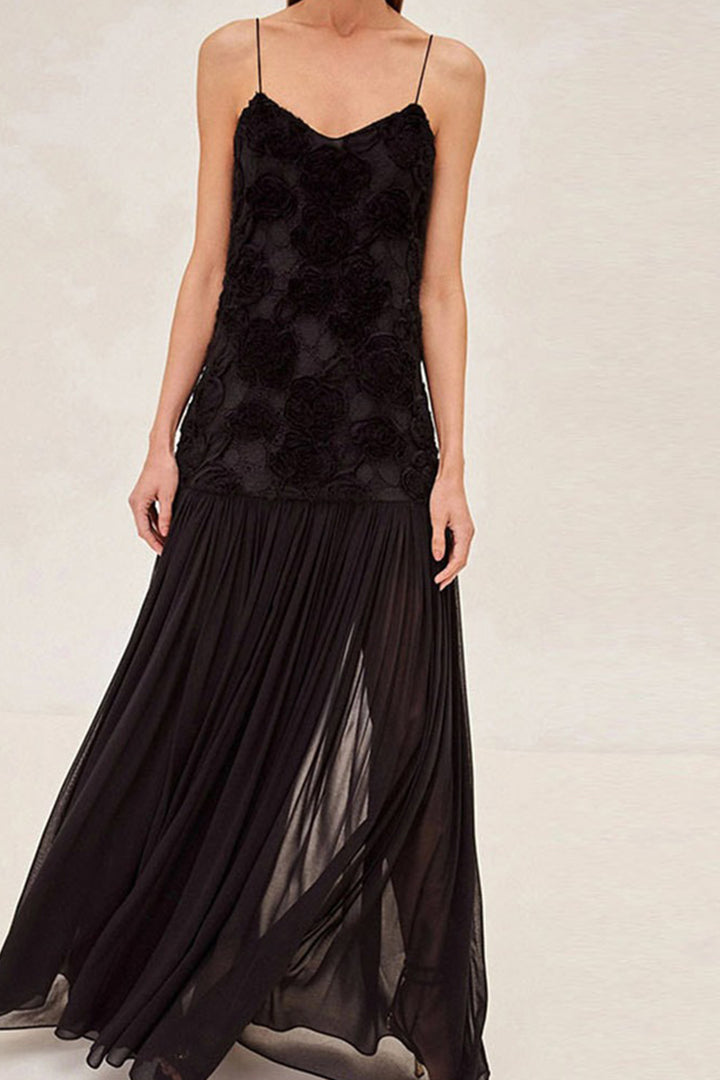 Floral Jacquard Chiffon Cami Dress