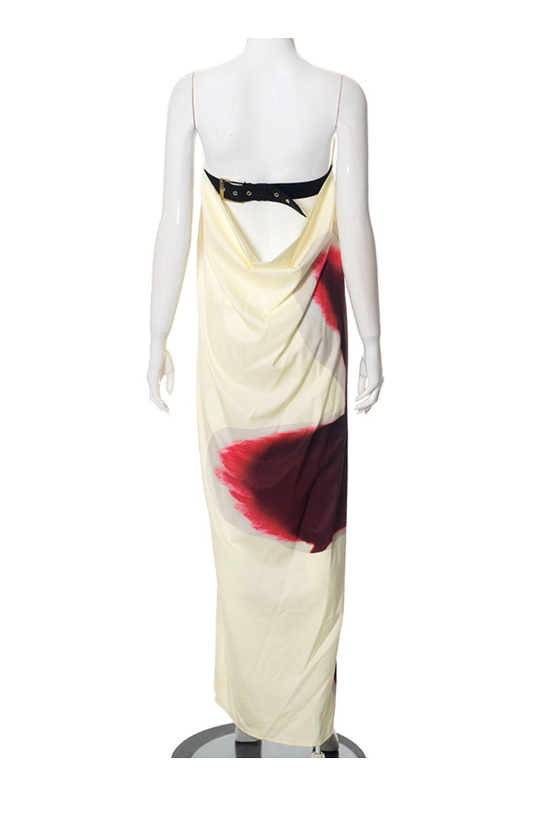 Floral Print Backless Maxi Dress Brown · L