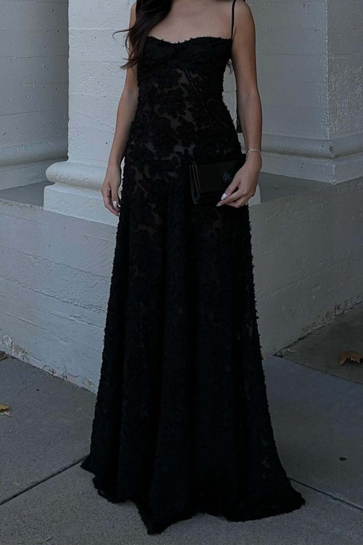 Floral Jacquard Tassel Lace Up Maxi Dress Green · L