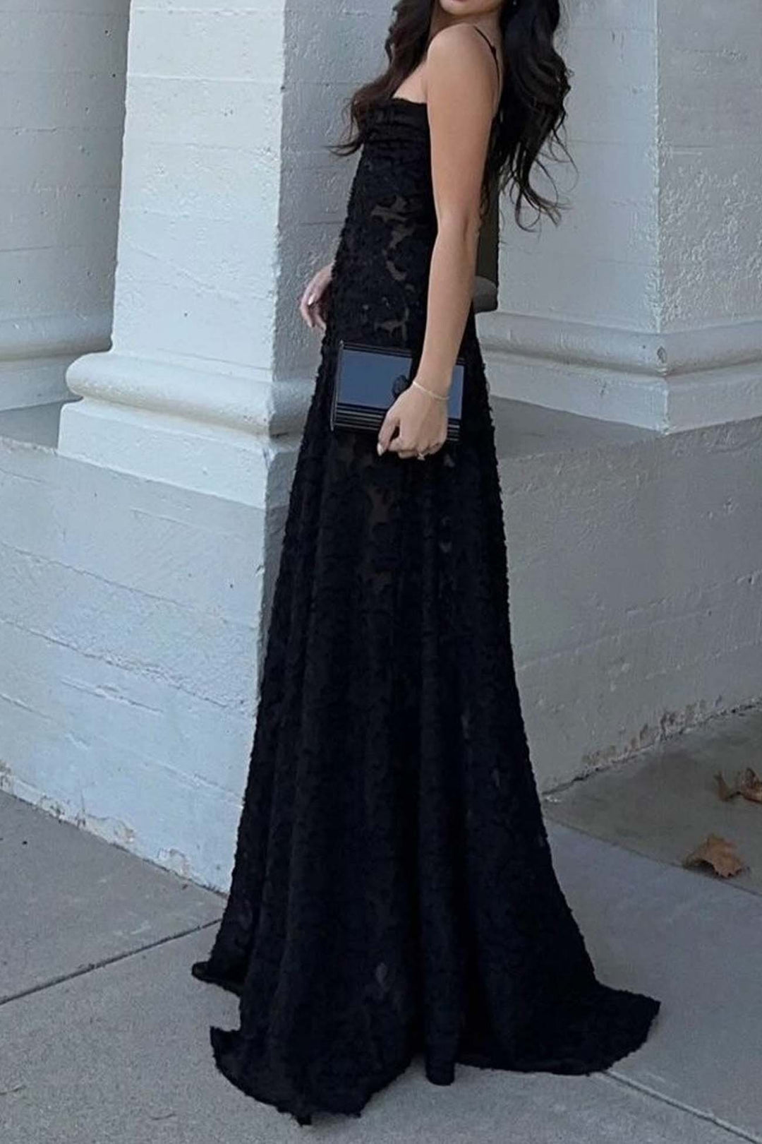 Floral Jacquard Tassel Lace Up Maxi Dress Purple · S